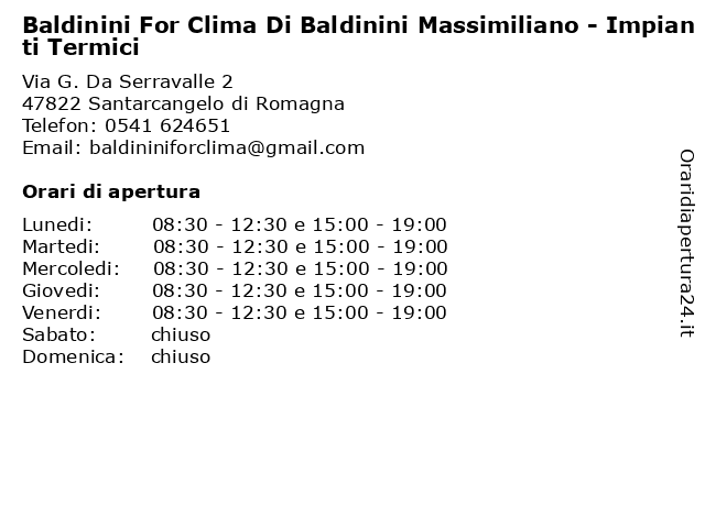 Orari di apertura Baldinini For Clima Di Baldinini